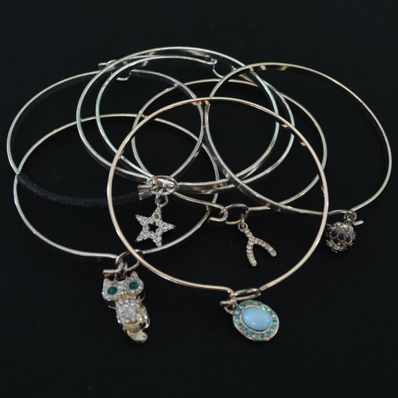 Coral Polka Dot Scarf & Silver Tone Bracelets - Picture 2 of 2